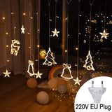 Christmas tree deer bells string lights