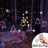 Christmas tree deer bells string lights