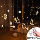 Christmas tree deer bells string lights