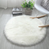 Round White Fur Area Rug Soft Goods