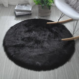 Round White Fur Area Rug Soft Goods