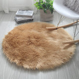 Round White Fur Area Rug Soft Goods