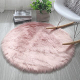 Round White Fur Area Rug Soft Goods