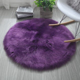 Round White Fur Area Rug Soft Goods